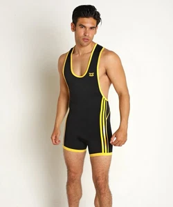 Nasty Pig XL Induktion Singlet Feuerwehrmann Neu mit Etikett selten schwarz/elektrisch gelb  - Bild 1 von 13