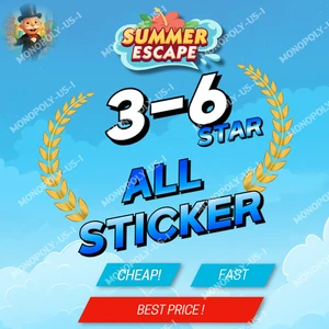 (Monopoli_go Stickers)3/4/5/6 Star All Set Card🃏🌞Summer Escape Album NOW🔥 - Picture 1 of 1