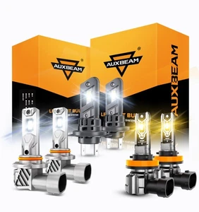 AUXBEAM 9005 H7 H11 LED Headlight High Low Beam Fog Light Super Bright White 1:1 - Foto 1 di 19