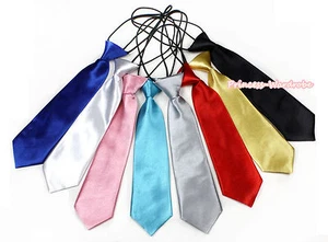 Various Solid Color Kids Boy's Suit Elastic Necktie For Wedding Party Tuxedo - Picture 1 of 10