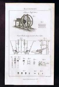 Robert Salmon Chaff - Straw Cutter, 1808 Machinery Antique Copper Engraved Print - Picture 1 of 1
