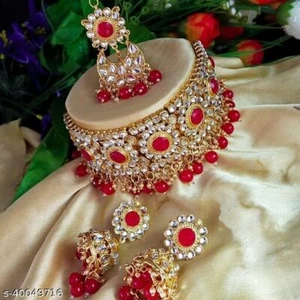 Indian Bollywood Gold Plated Fashionable Bridal Jewelry Necklace Set For Women - Picture 1 of 9