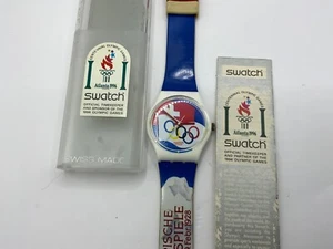 Seltene Swatch Atlanta Olympic Uhr 1986 Original Box & Booklet - Bild 1 von 8