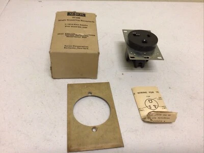 NUEVO, RECEPTÁCULO DE PUESTA A TIERRA XEROX 73S26 VINTAGE 3 HILOS BAQUELITA NEGRA 30A 125V Foto 1 de 4