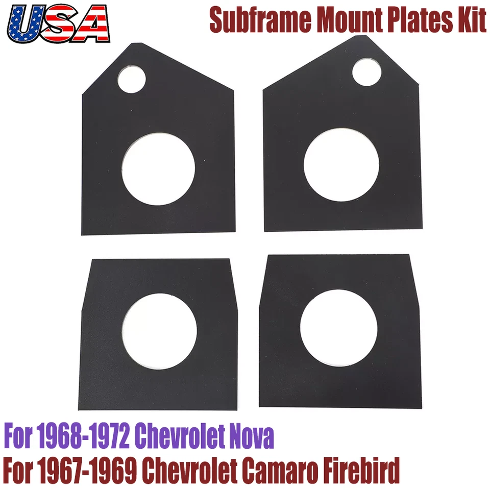 Para 67-69 Camaro Firebird Cuerpo Subchasis Montaje Placas Reparación 4 piezas 68-72 Nova EE. UU. Foto 1 de 4
