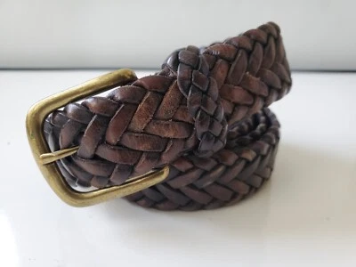 Brooks Brothers 346 Men's Dark Braided Leather Belt Sz 38-95. 50147027. China  - Image 1 of 4