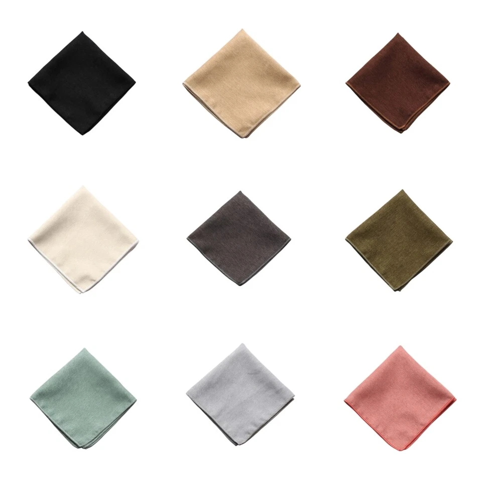 Pañuelo cuadrado de bolsillo de algodón con borde dobladillo cosido de alta gama para hombre Foto 1 de 1