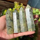 70mm+ Natural Prehnite Obelisk Quartz Wand Point Tower Gifts Energy Crystal Heal