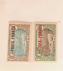 FRENCH POLYNESIA Sc 70-71 NH ISSUE OF 1926 - OVERPRINTS - Picture 1 of 1