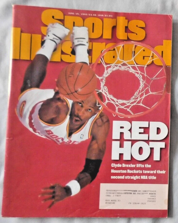 Clyde Drexler Houston Rockets 19 de junio de 1995 Sports Illustrated Ex Foto 1 de 1