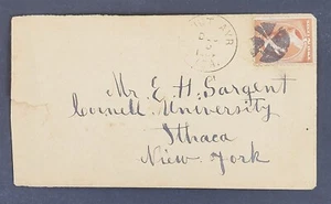 Cornell University From Mount Ary Iowa 1884 Fancy Cancel Postal Cover ~ 703G - Picture 1 of 3