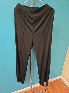 Size Small Elastic Waist Wide Leg Stretchy Women's Black Pull On Trousers - Picture 1 of 8