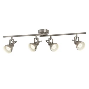 4 Lights Satin Silver Finish Industrial Adjustable Ceiling Split-Bar Spotlight - Picture 1 of 2