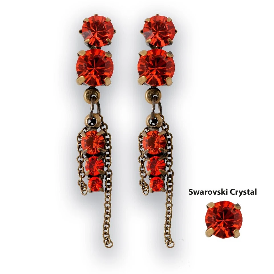 PILGRIM vergoldet 16K Rot Swarovski-Kristalle Frauen ohrringe - Bild 1 von 1