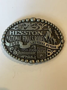 2008 N F R LAS VEGAS NEVADA”Hesston”50th ANNIVERSARY COWBOY BELT BUCKLE 59-08👀 - Picture 1 of 3