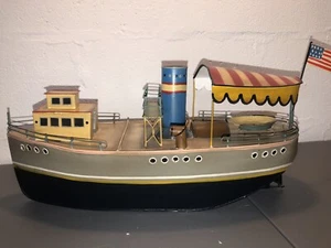 Vintage Tin And Wire Tug Boat Gorgeous Condition - Picture 1 of 12