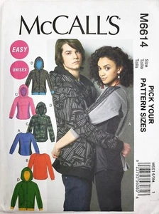 McCall's M6614 Unisex Tops and Jacket, Hoodie Sewing Pattern Size S-L/XL-XXXL UC - Picture 1 of 5