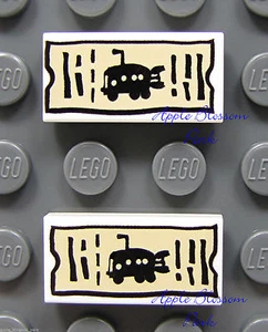 NUEVO Lego Lote/2 Bob Esponja Minifigura BILLETE DE AUTOBÚS 1x2 Impreso Blanco Azulejos Set 3830 - Imagen 1 de 3