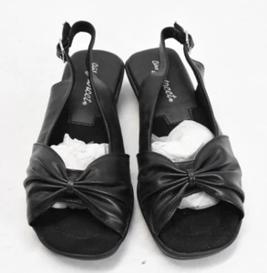 Easy Street Fantasia Low Heeled Sandal Black Leather Slingback Open Toe Size 6.5 - Picture 1 of 13