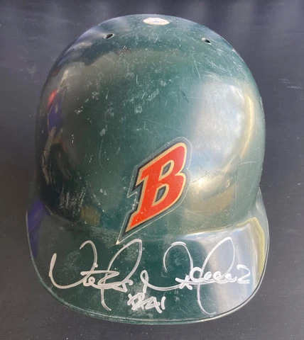 Victor Martinez Signed Buffalo Bisons Game Used Batting Helmet Cover