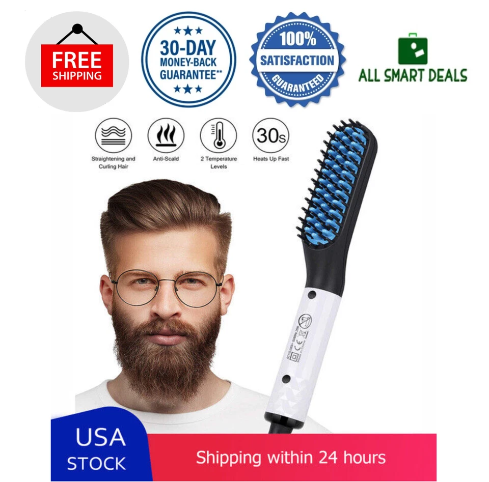 Cepillo Eléctrico Alisador Para Hombres Para Cabellera Y Barba Multifuncional  Foto 1 de 4