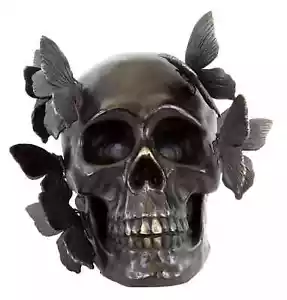 Scultura in bronzo teschio con farfalle - arte Memento Mori - firmata Martin Klein - Foto 1 di 8