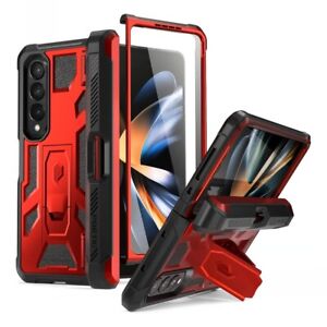 Poetic Spartan For Samsung Galaxy Z Fold 4 Case with Built-in Screen Cover Red