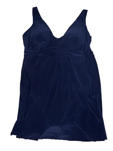 Aqua Green womans dark blue bathing suit dress one piece sz 17 built in bottoms - Picture 1 of 10