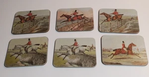Vintage Set 6 of Drink Coasters Horse Rider Equestrian Horseback Felt Backed - Picture 1 of 3