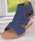 New EUROSOFT by SOFFT Sadira Stretch Knit Wedge Sandals Size 10 42 BLUE