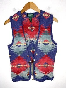 Ralph Lauren Medium Knit Sweater Vest RRL Rodeo Southwestern Linen Polo Native - Picture 1 of 5