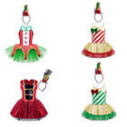 Kids Girls Christmas Candy Cane Dance Costume Carnival Cosplay Tutu Mesh Dress