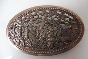 schöne ,alte Brosche , 900 Silber , Motivbrosche , China ( Japan ) , 8cm x 5cm - Bild 1 von 4