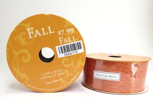 Hobby Lobby Fall Orange Wired Edge Ribbon 1.5" x 9" Lot of 2 - Picture 1 of 2