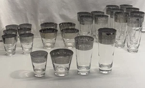 Dorothy Thorpe Highball Silver Band Glasses - Set of 25 - Picture 1 of 13