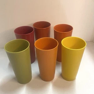 6er Set Vintage Tupperware 18 Unzen Becher Ernte Farben - Bild 1 von 5