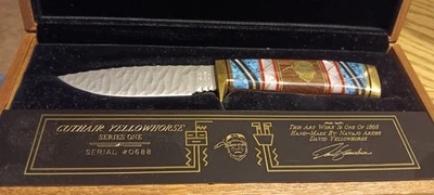 David Dave Yellowhorse Cuthair fixed blade knife series one limited edition. - Image 1 of 4
