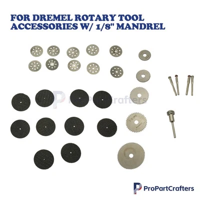 30件装切割轮套装钻头适合Dremel旋转工具配件带1/8英寸手轴 — 第 1/4 张图片