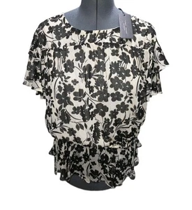 Tommy Hilfiger Suit Separates Blouse Black Neutral Floral Size XL New With Tags - Picture 1 of 7