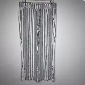Pantalone donna tessuto e pietra M grigio bianco gamba larga salopette draw stringhe tasche - Foto 1 di 8