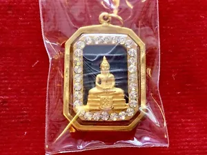 Ciondolo amuleto tailandese cornice oro 18 carati Phra Sotorn, ciondolo oro chinnarat gemma regalo - Foto 1 di 18