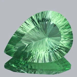 35x25 mm { 67,80 cts} Birne konkav geschnitten intensiv Paraiba grün Fluorit {IF-VVS1} - Bild 1 von 1