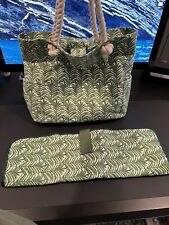 Pottery Barn Kids Baby Diaper Bag Beach Tote Green Removable Changing Pad