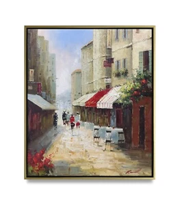 Hungryartist -Original Oil Painting of Paris Street View on Canvas 20x24 Framed - Picture 1 of 6