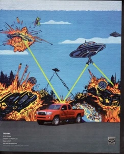 Anuncio impreso vintage Toyota Tacoma Alien Invansion artista KINSEY Los Ángeles 2007 anuncio - Imagen 1 de 1
