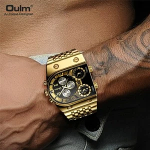 Oulm Quartz Watches Men Luxury Gold Stainless Steel Watch Gift Relogio Masculino - Picture 1 of 14