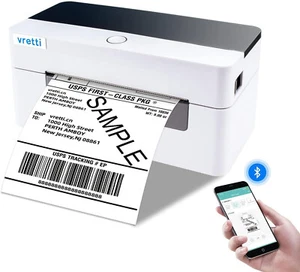 Vretti Thermal Label Printer - Bluetooth/USB - 4x6" for Shipping Labels, Postage - Photo 1/12