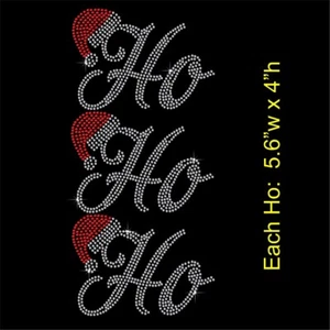 Ho Ho Ho Weihnachten Strass/Diamant Transfer Hotfix Motiv aufbügeln + kostenloses Geschenk - Bild 1 von 5