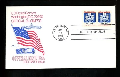 US FDC #O135 Artmaster 1983 Washington DC Official Mail Eagle Plate # 1  - Image 1 of 2