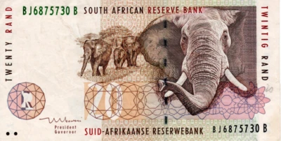 South Africa 20 Rand ND(1999) VF+ Banknote P-124b Prefix BJ Mboweni Sig. - Image 1 of 2